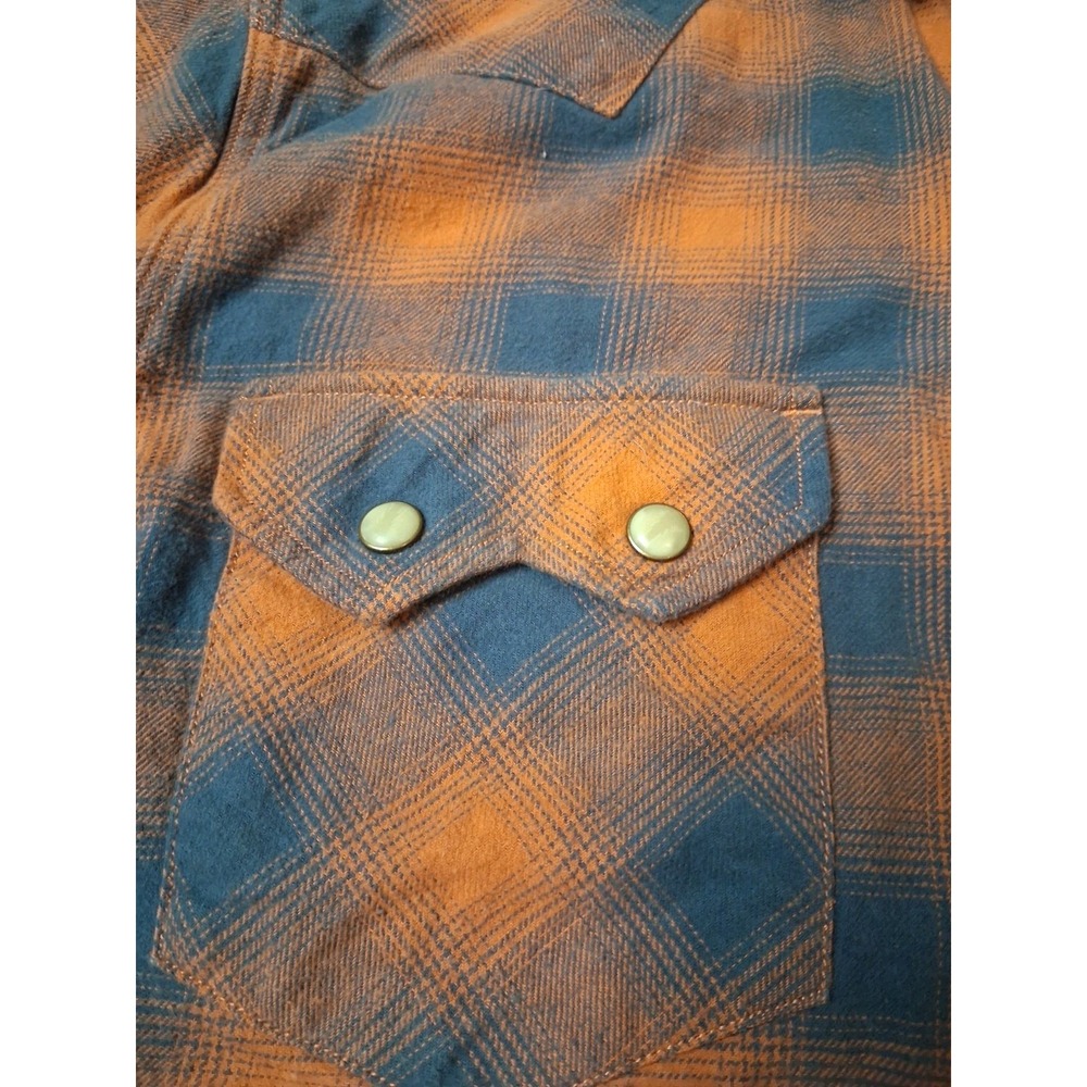 Dubinik Flannel Shirt Plaid Pearl Snaps Cotton Medium Outdoors Western Country - Picture 5 of 11